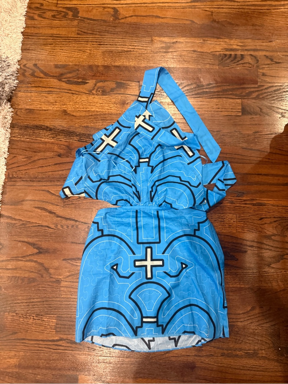 NWT Benaar Geometric Halter Mini Dress - Bright Blue medium